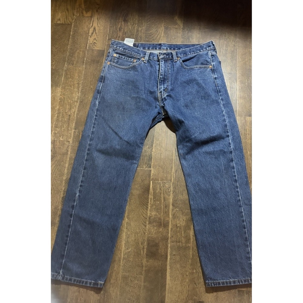 Levis 505 Jeans Mens 36x29 Dark Wash Blue Denim Straight Leg